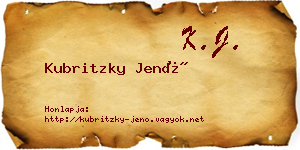 Kubritzky Jenő névjegykártya